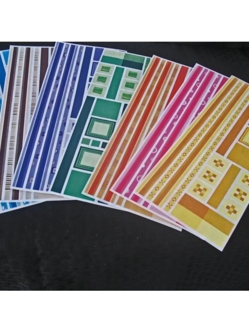 Jumbo Gr LengthsShowcase stickers 8 SHEETS Aqua, Blue, Purple, Green, defect